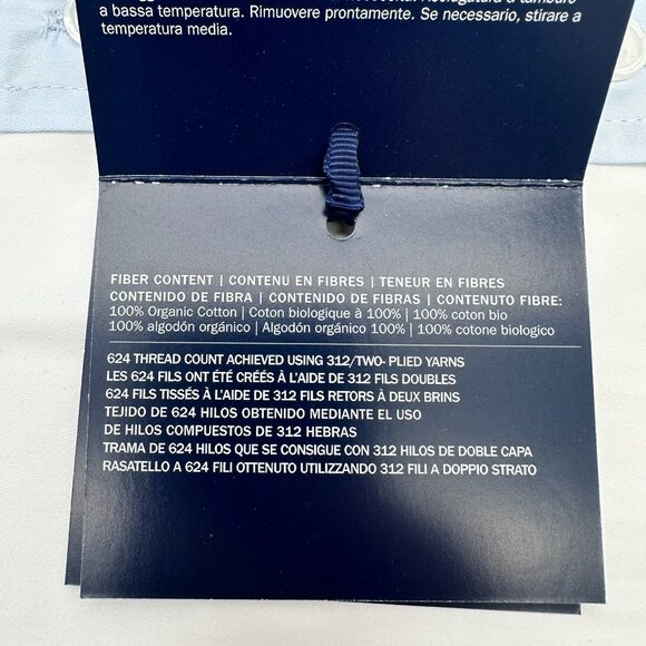 Ralph Lauren Organic‎ Cotton Sateen Border King Size 36" x 20" Sham, White/Blue - Picture 10 of 12